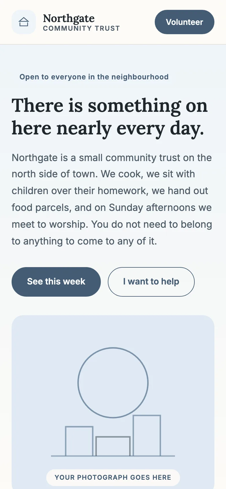Community template — mobile view