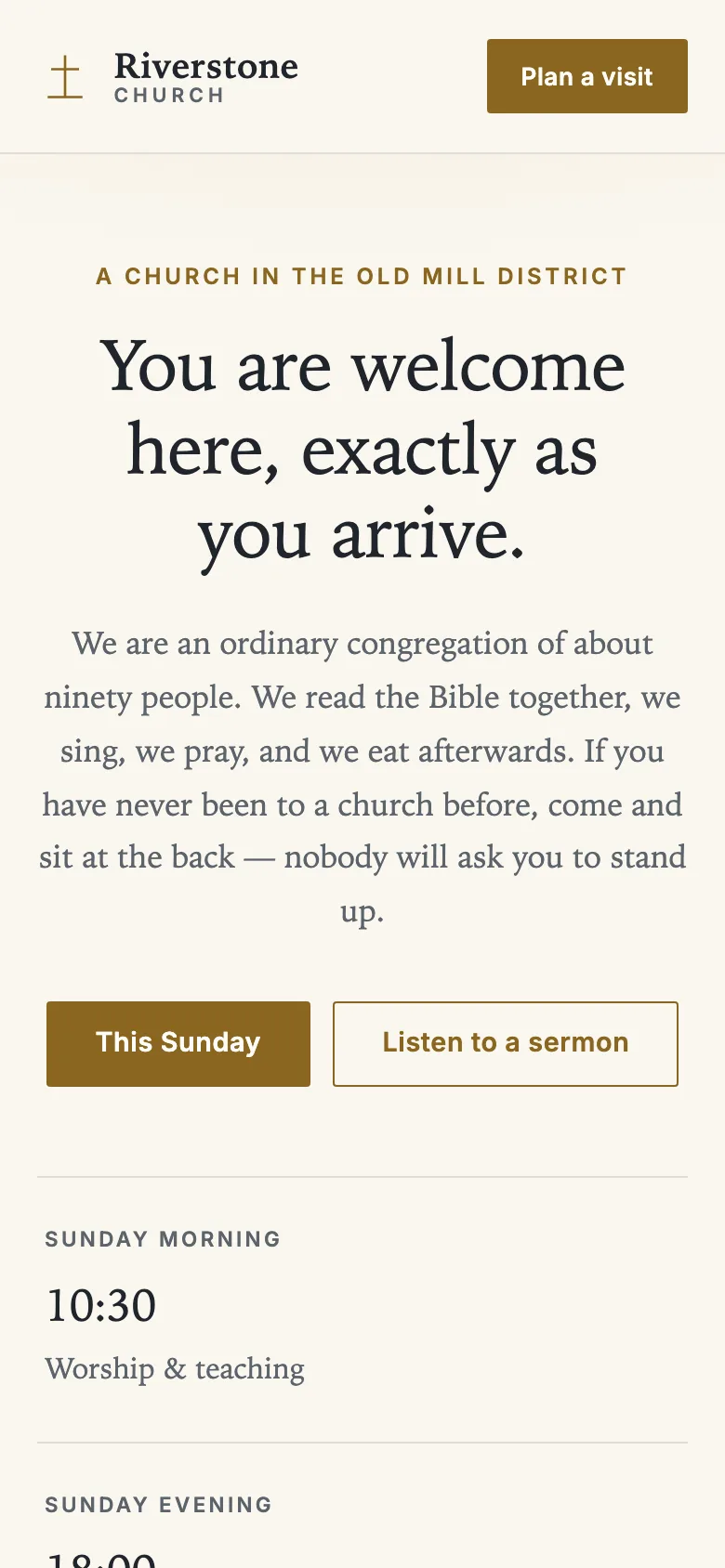Grace template — mobile view