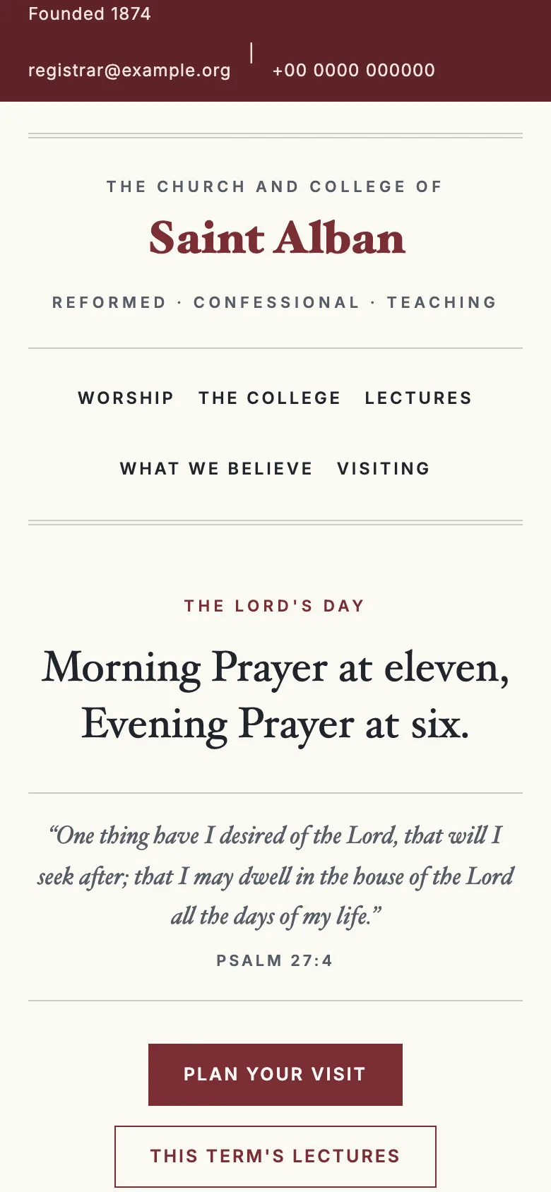 Heritage template — mobile view