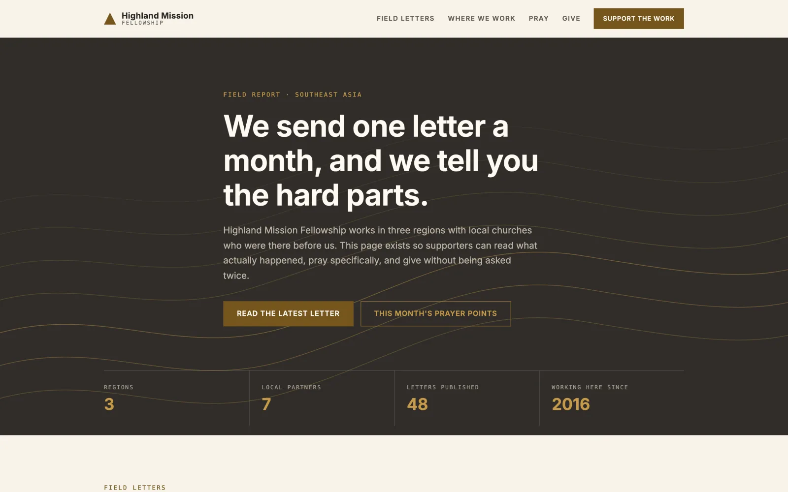 Mission template — desktop view