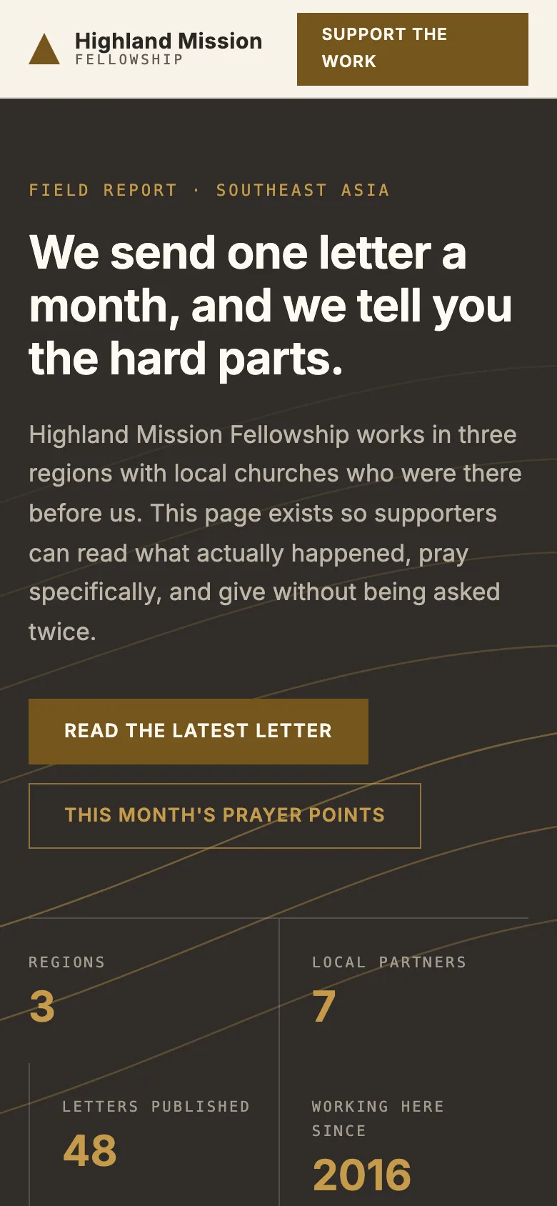 Mission template — mobile view